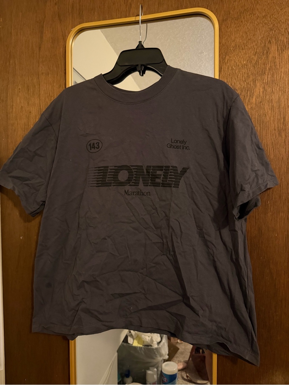 Lonely Ghost Lonely Marathon' Graphic Tee - Charcoal
